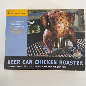 Steven Raichlen Beer Can Chicken Roaster Stainless Steel New